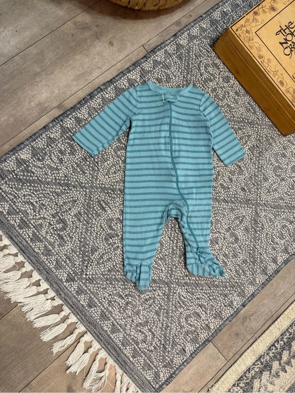 Carter's Baby Boy Modern Blue Striped Footie Pajamas 6 Months One-Piece Pajamas